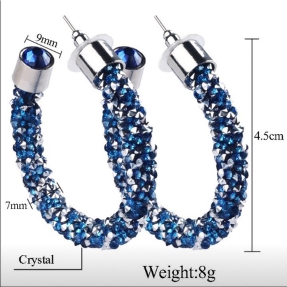 Semicircle Crystal Earrings - Picture 3 of 6